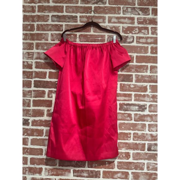 NWT Maje Fuschia Renato Satin Shift Mini Dress Size Large - Picture 1 of 9